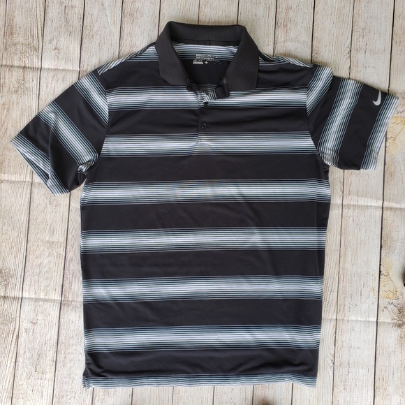 Lot of 2 nike golf drifit polo shirts striped Lg - Picture 4 of 8